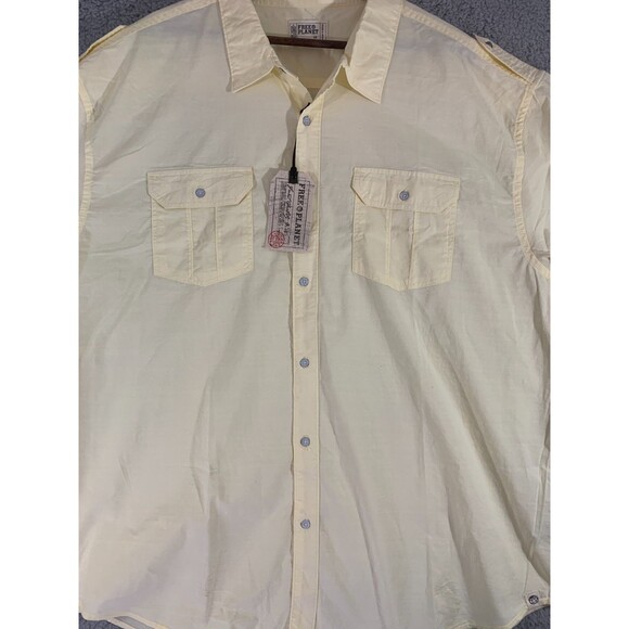 Men's Free Planet 4X Button-up Short Sleeve 4X Yellow Shirt Stretch - Picture 4 of 10